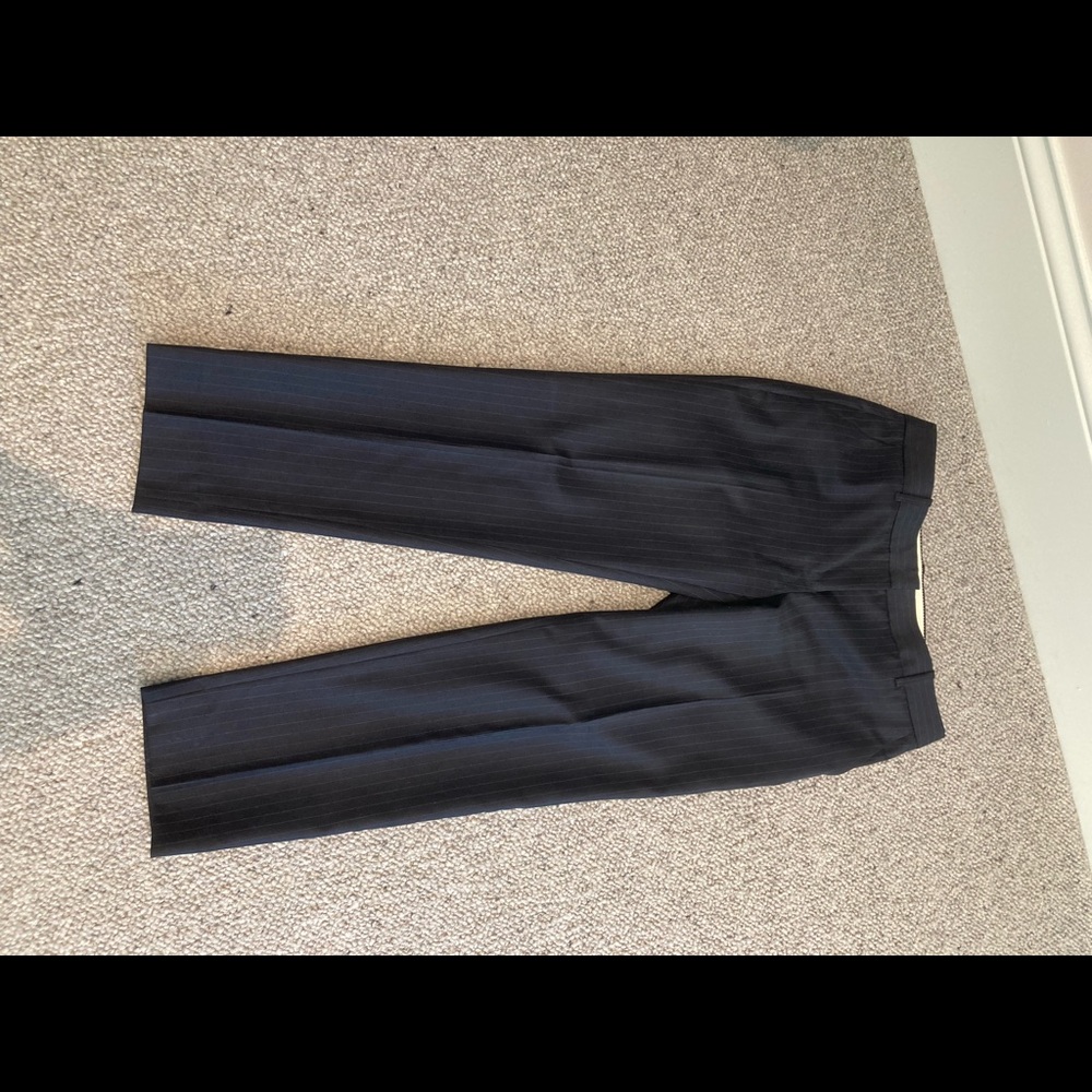 JCrew Super 120s City Fit Navy Stripe Cropped Dress Pant, Size 2